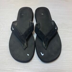 Nike Womens Size 7 Celso Girl Flip‎ Flop Sandals Black Synthetic Comfort Beach